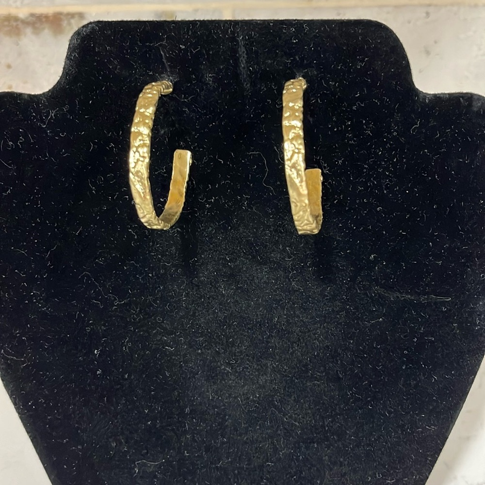 Gold Plated Hammered Look Hoops